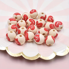 6pcs 16mm Heart Wooden Beads Loose Beads Series