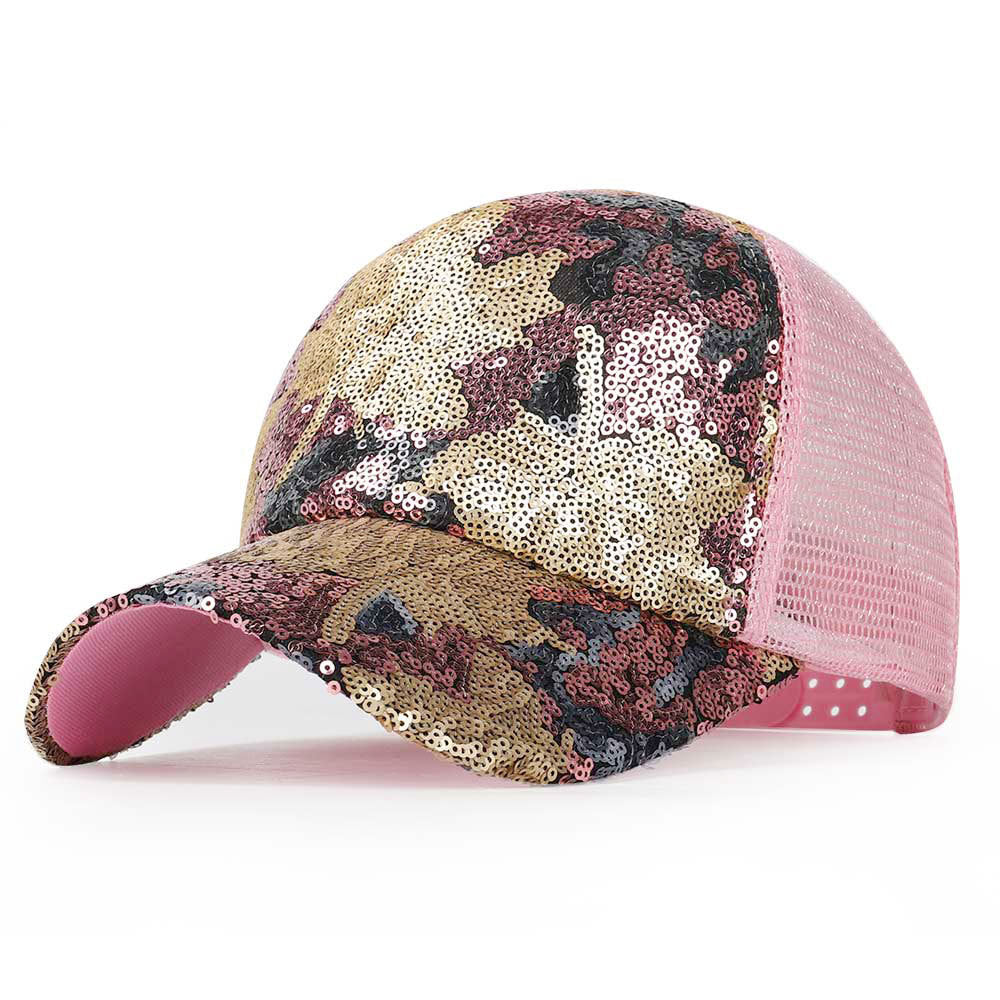 Mesh Breathable Baseball Cap Sequins Decor MapleTrendy Sun Hat
