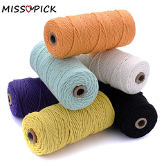 3mm Cotton Twisted Cord Rope Macrame String for DIY Home Textile Wedding Decor