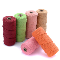 3mm Cotton Twisted Cord Rope Macrame String for DIY Home Textile Wedding Decor