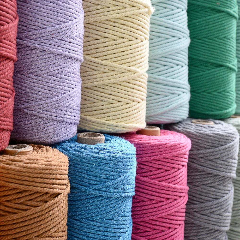 3mm Cotton Twisted Cord Rope Macrame String for DIY Home Textile Wedding Decor