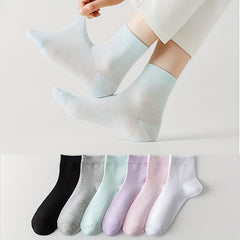 6 Pairs Solid Mesh Socks Women's Stockings