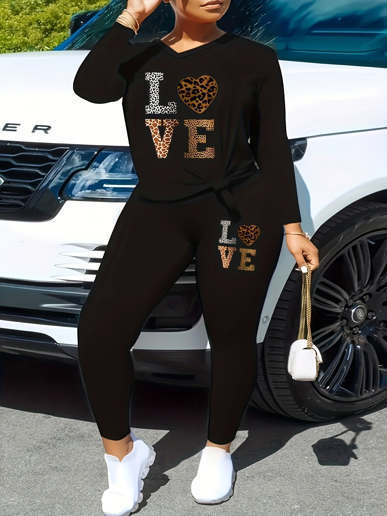  Halloween Outfits Horror Graphic Print Long Sleeve Top & Leggings Set