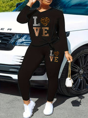  Halloween Outfits Horror Graphic Print Long Sleeve Top & Leggings Set