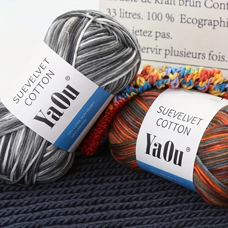 2pcs 8ply Wool Yarn Colorful Section Dyed Medium Thick Wool Towel Knitting 200m