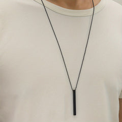 Men's Rectangle Metal Pendant Necklace Cuban Chain Necklace