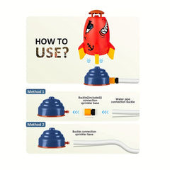 Sprinkler Water Spray Rocket Toy for Outdoor Summer Fun