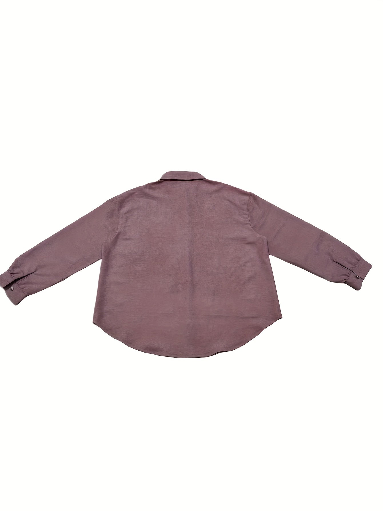  Solid Button Up Long Sleeve Blouse