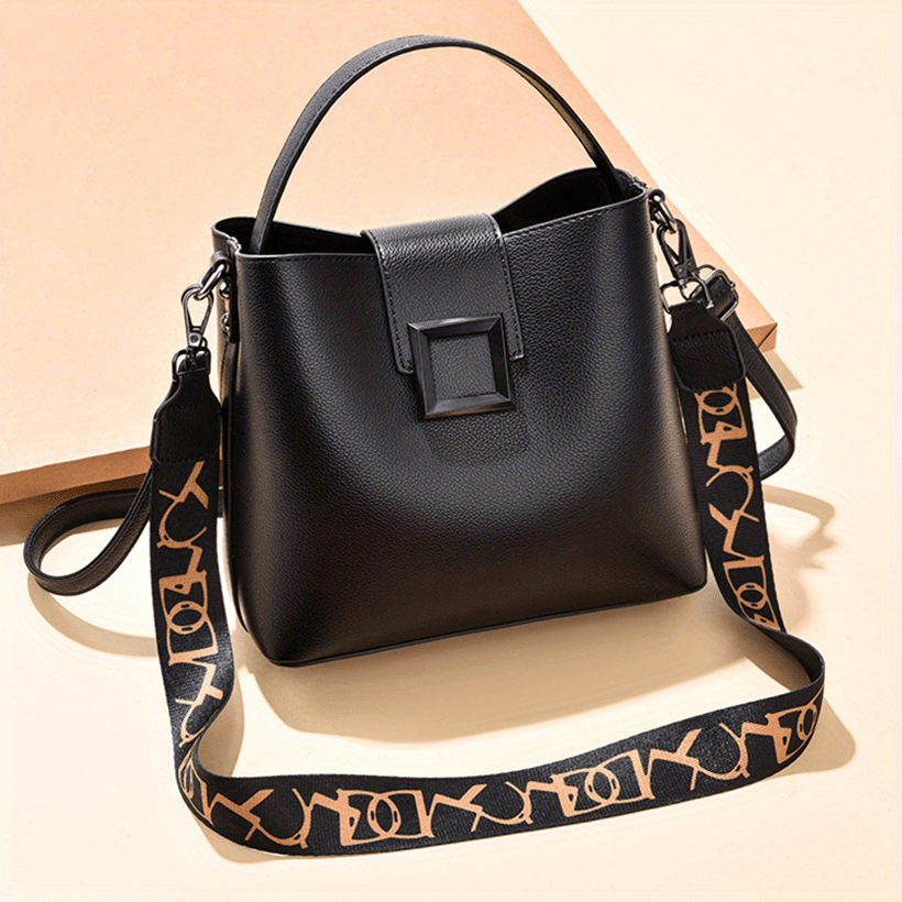 PU Leather Shoulder Bag Large Capacity Zipper Tote Handbag