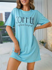 Casual Pajama Dress Short Sleeve Loose Sleepwear
