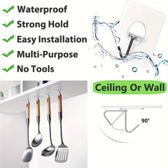Heavy Duty Adhesive Hooks Towel Coat Hooks Waterproof Kitchen Bathroom