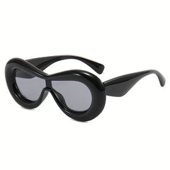 Vintage Oval Sunglasses for Women Gradient Thick Frame