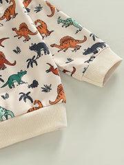 Baby Boys Dino Outfit Long Sleeve Top Pants 2pcs Set