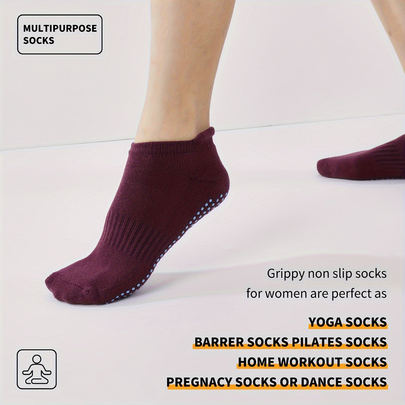 Non-slip Yoga Socks Grip Pilates Barre Ballet Low Cut Elastic Athletic Gripper