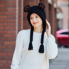 Winter Warm Hat Fleece Ear Hat With Tassel