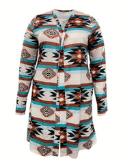  Southwestern Print Long Sleeve Cardigan
