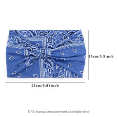 Boho Headbands Wide Knotted Hair Bands Printing Bandeau Travel Stretchy