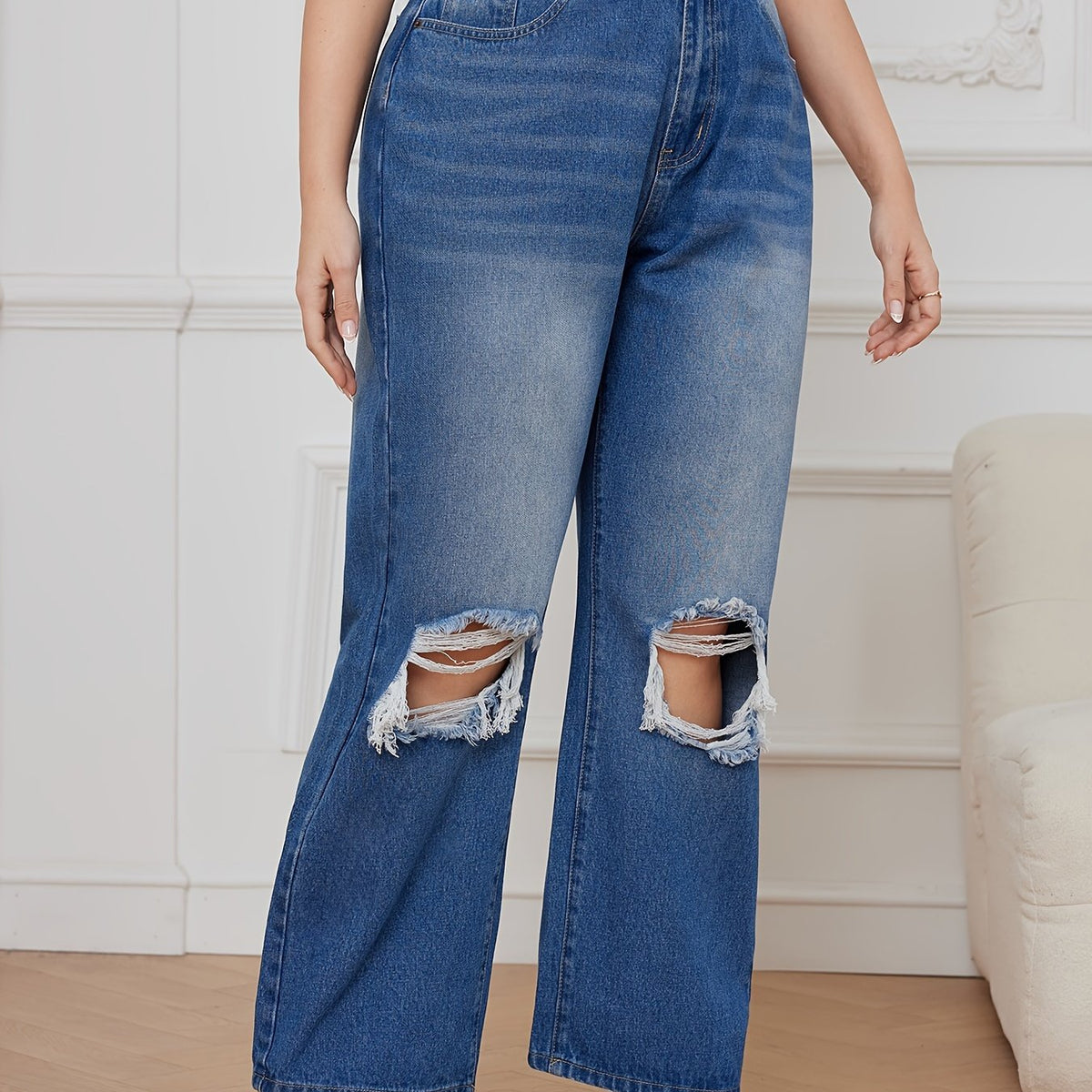  Ripped High Rise Loose Fit Jeans