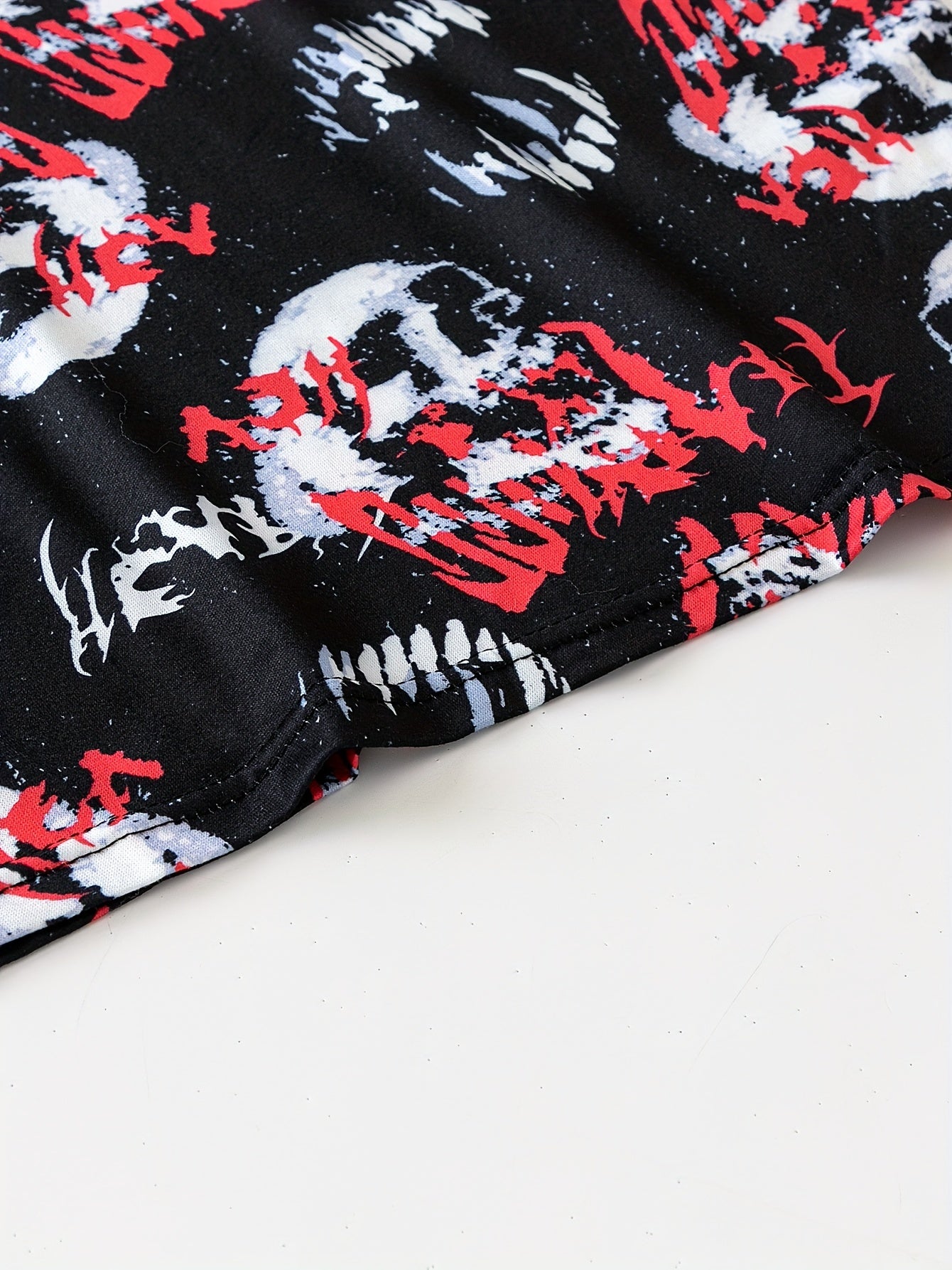 Skull Print Pajama Set Crew Neck Cami Top & Lounge Shorts Women's Sleepwear