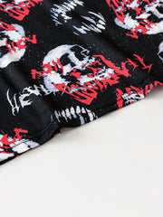 Skull Print Pajama Set Crew Neck Cami Top & Lounge Shorts Women's Sleepwear