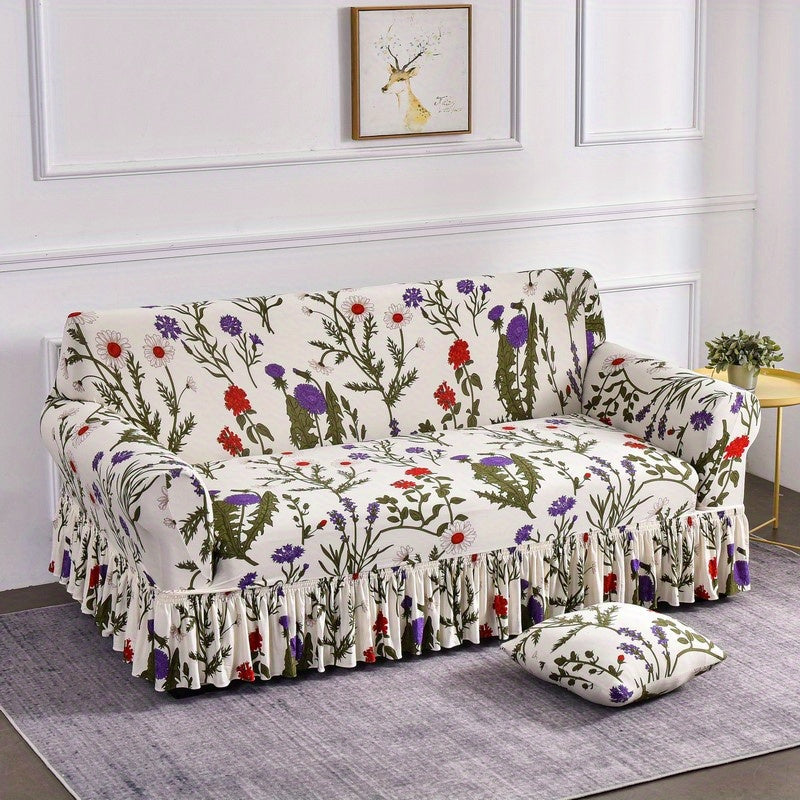 Non Slip Elastic Sofa Slipcover Milk Silk Print Adds Style to Room