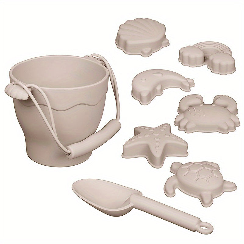 Kids Beach Toys Set with Bucket & Sand Molds, BPA-Free