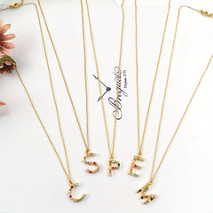 Colorful Letter P Pendant Necklace for Girls