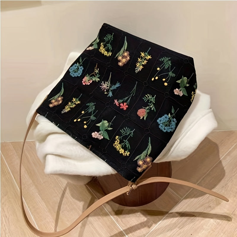 Vintage Flower Canvas Tote Bag Large Capacity Shoulder Bag