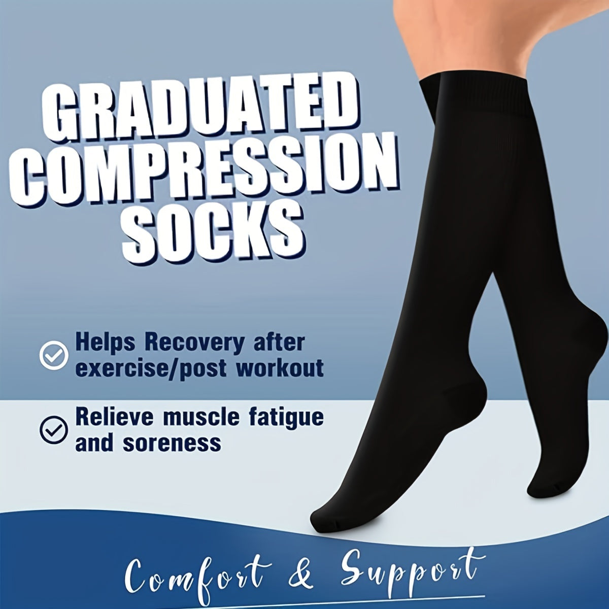 3 Pairs Men's Compression Letter Pattern Graphic Crew Socks