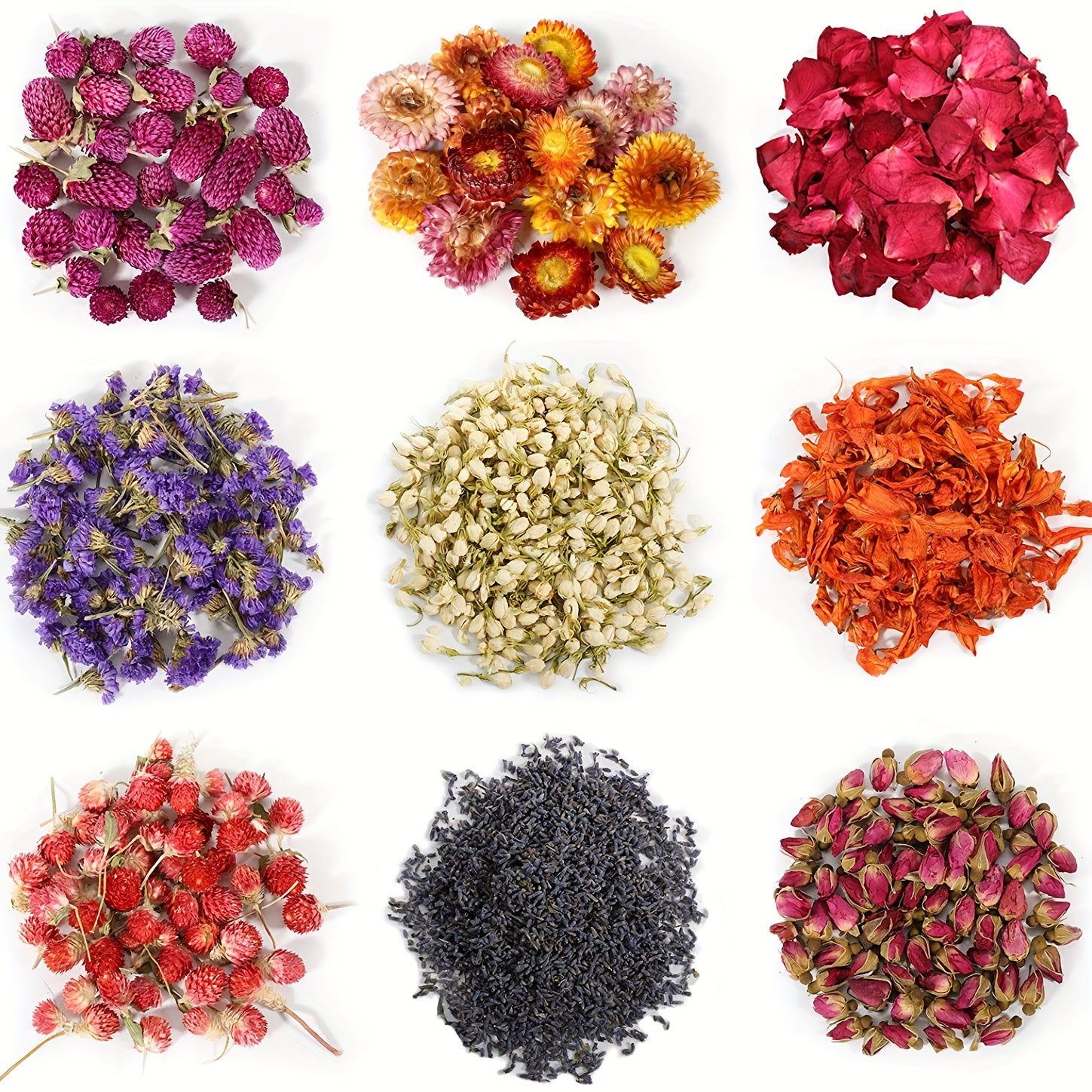 9 Bags Dried Flowers Natural DIY Candle Bath Kit Rose Petals Lavender