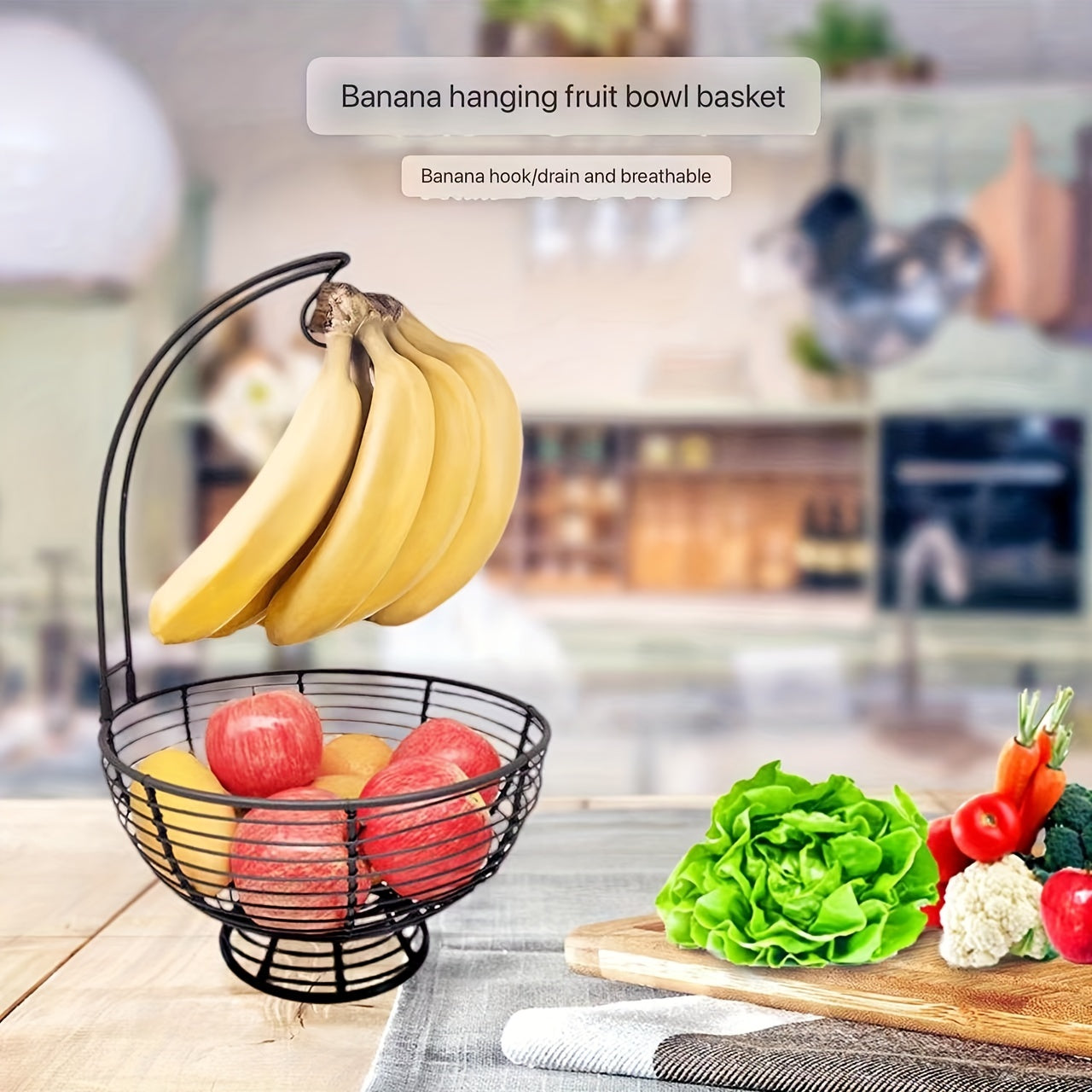 Stylish Fruit Basket with Banana Hanger for Kitchen Decoration