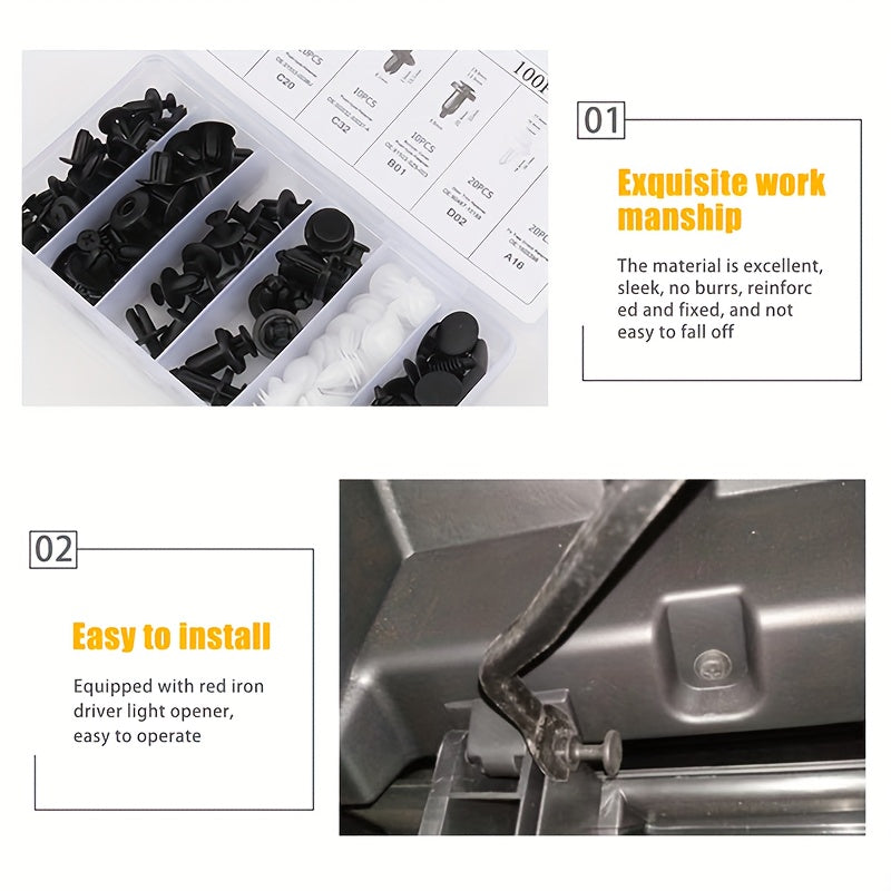 100pcs Car Universal Buckle Set Nylon Bumper Buckle Clip Kit