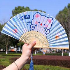 Cartoon Pattern Folding Fan Cloth Fan Girl's Birthday Party Accessories