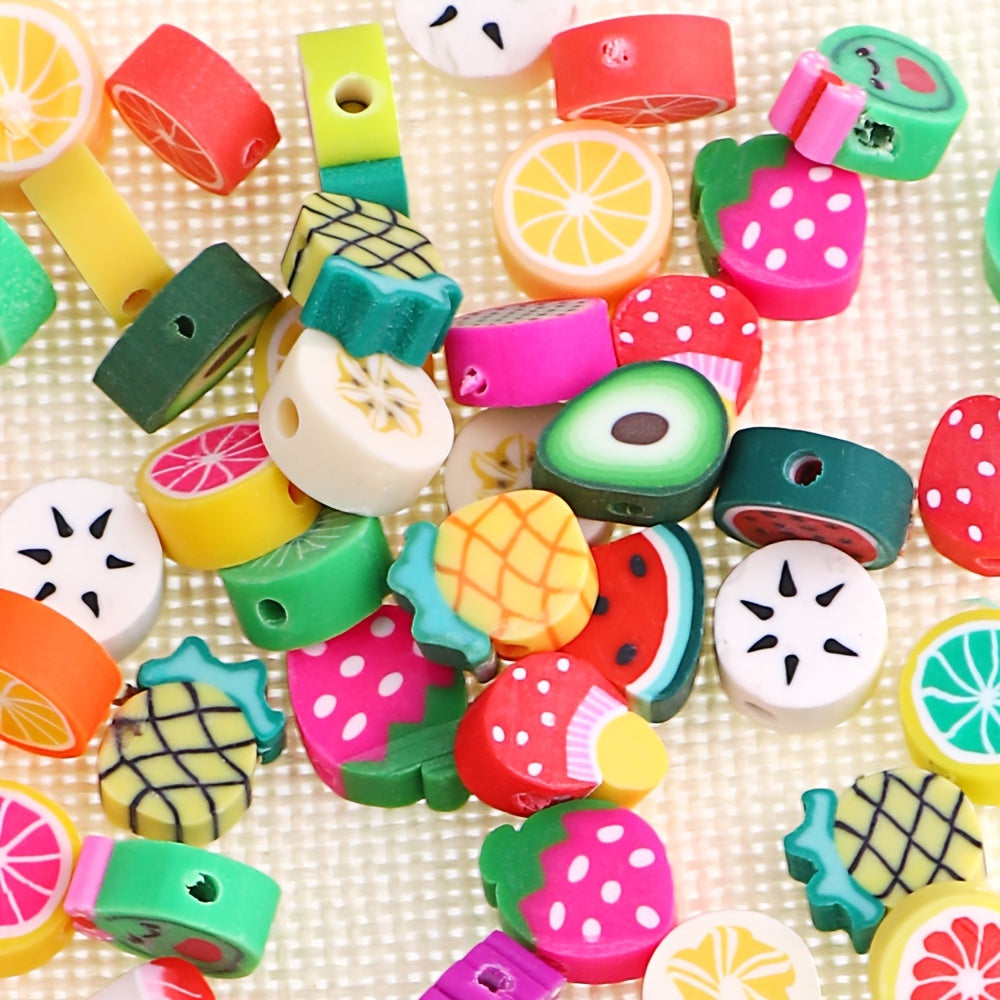 50pcs Mixed Fruit Soft Pottery Beads for Jewelry Making Supplies