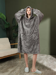 Cozy Hooded Night Robe with Pockets for Women