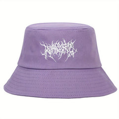 Gothic Embroidery Cotton Bucket Hat Unisex Lightweight Sunshade