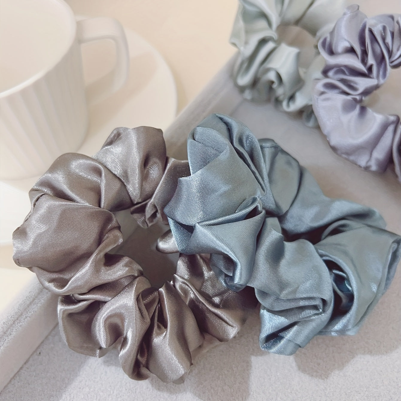 12pcs Solid Scrunchies Hair Tie Seamless Style Hair Rope Elastic Ponytail Women