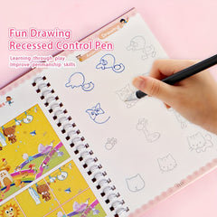 4 Pack Handwriting Exercise Books with Grooved Pages & Pen Set