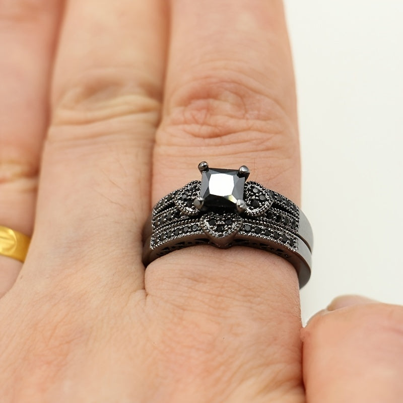 Golden Filled Double Row Diamond Couple Ring