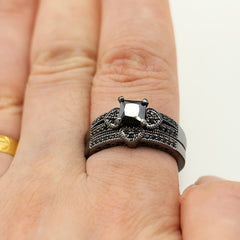 Golden Filled Double Row Diamond Couple Ring