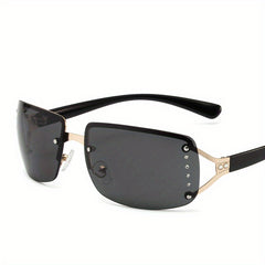 Y2K Wrap Around Sunglasses Gradient Lens Metal Frame UV400