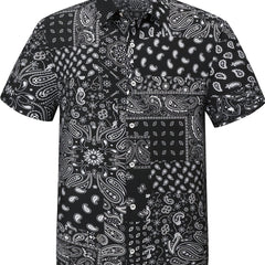 Paisley Pattern Hawaiian Shirt Men's Casual Button Up Short Sleeve