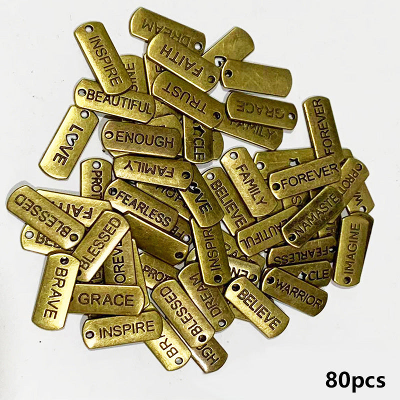 80pcs Word Charms Pendants for DIY Jewelry Making