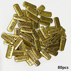80pcs Word Charms Pendants for DIY Jewelry Making