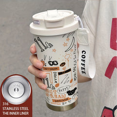 530ml Musical Note Graffiti Thermos Insulated Coffee Cup Men Party Gift