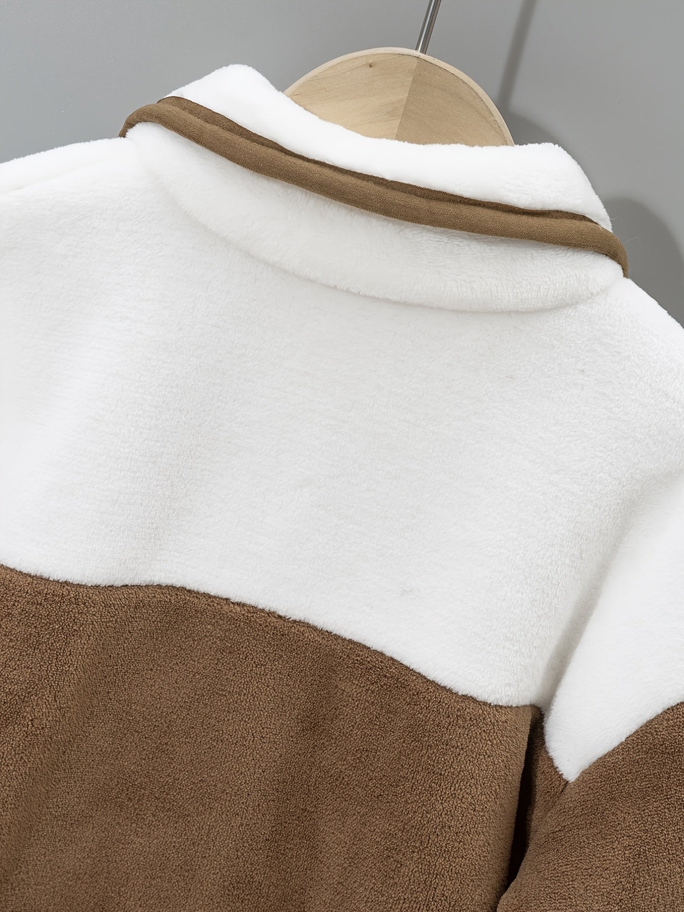 Boy's Casual Block Fleece Jacket Zip Up Lapel Jacket