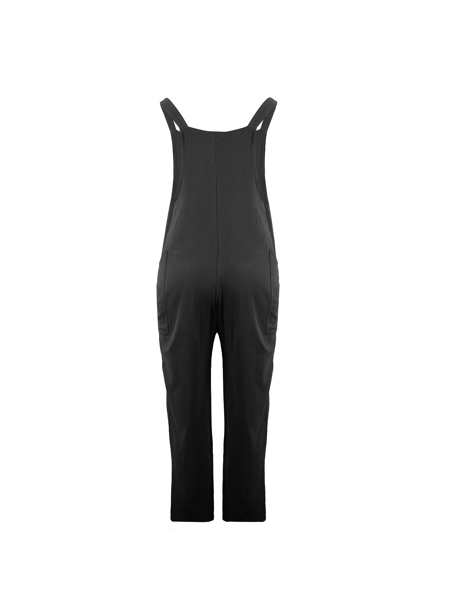 Solid Camisole Long Jumpsuit Sleeveless Side Pockets Women's Clothing