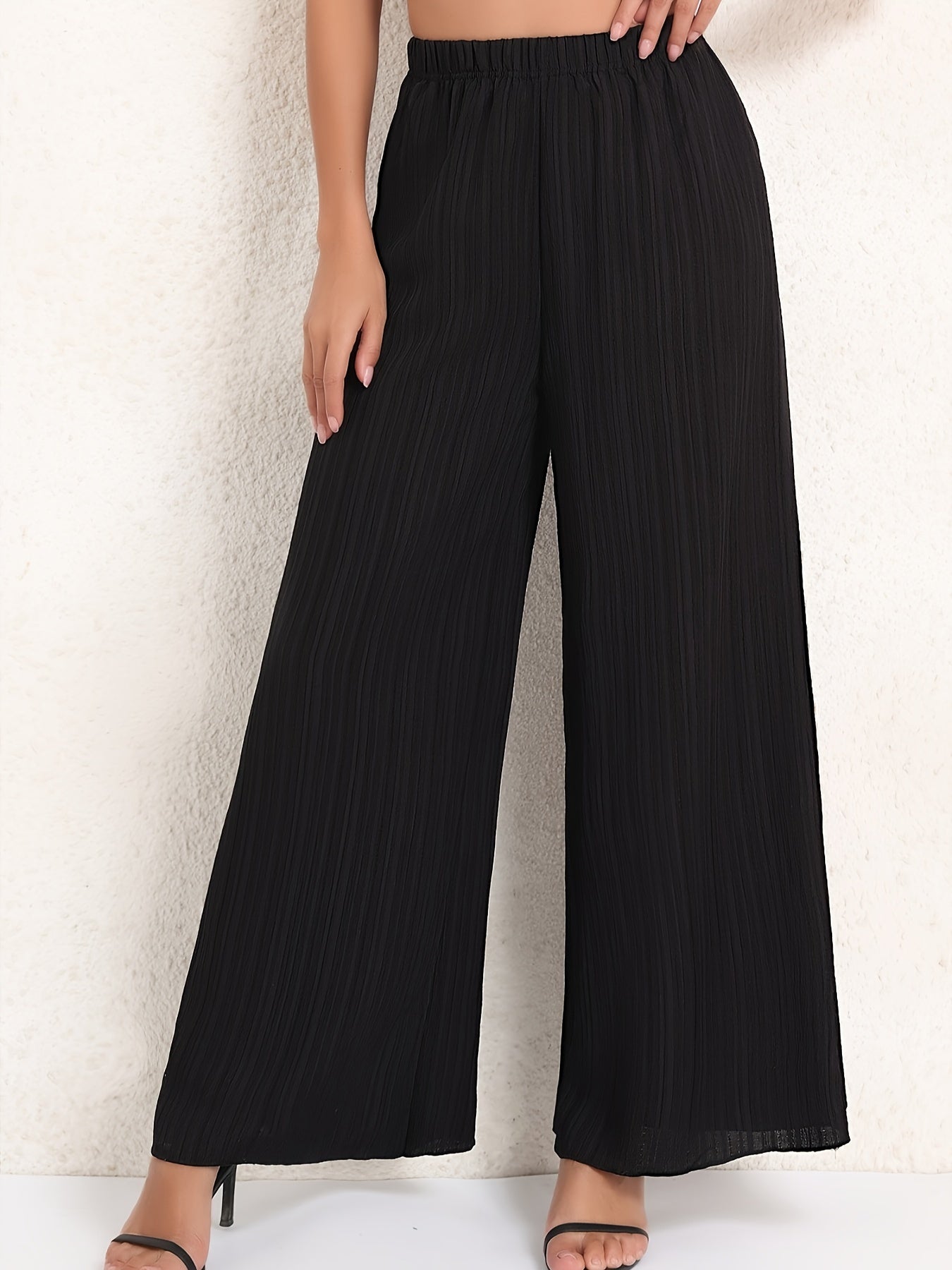  Ribbed High Rise Wide Leg Trousers