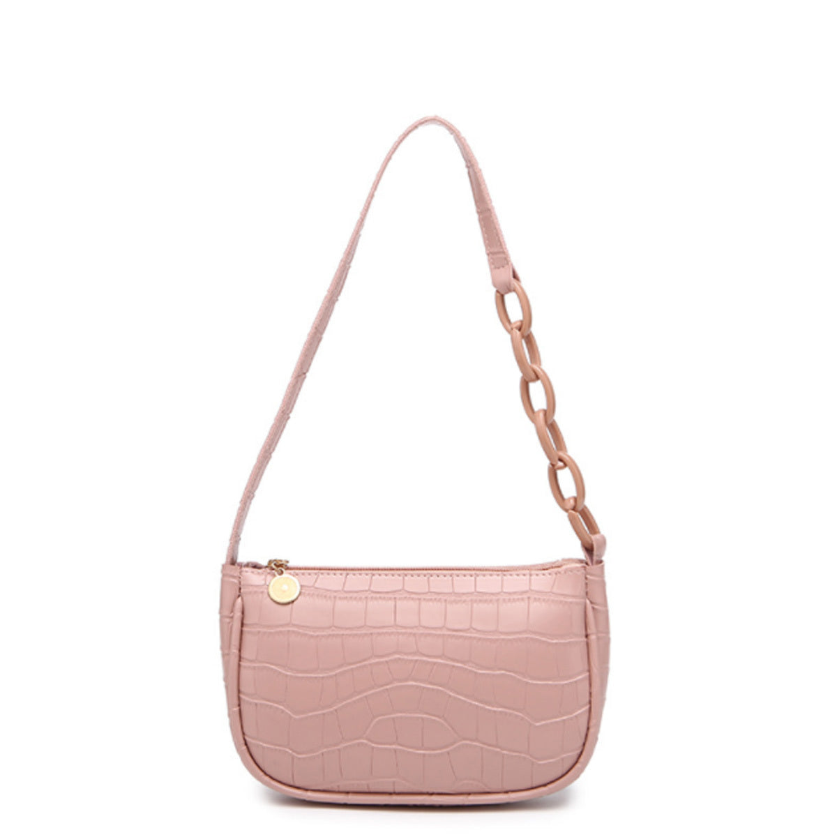 Crocodile Embossed Shoulder Bag Zipper Bag For Work