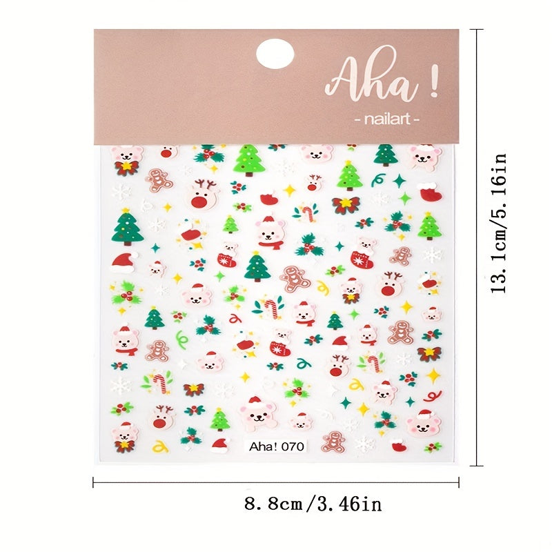 Christmas Manicure Stickers Old Man Elk Head Snowflake Nail Decals